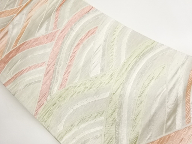 JAPANESE NAGOYA OBI / MATELASSE / WOVEN ABSTRACT WAVE